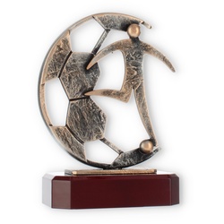 Pokal Zamakfigur Fußball altgold auf mahagonifarbenen Holzsockel 19,3cm