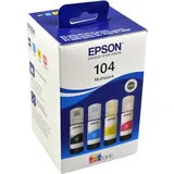 4 Epson Nachfülltinten C13T00P640 104 Multipack KCMY