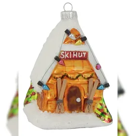 Krebs Glas Lauscha Ski-Hütte 11cm, Glasornament, mundgeblasen