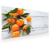 Primedeco Küchenrückwand Küchenrückwand Spritzschutz Glas mit Motiv Mandarinenzweige 80 cm x 40 cm