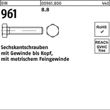 Hörger & Geßler Sechskantschraube DIN 961 M14 x 1,5 x 75 50 Stück