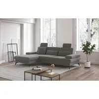 Ecksofa SIT & MORE "Morris L-Form inkl. Sitztiefenverstellung" Sofas Gr. B/H/T: 275cm x 82cm x 171cm, Luxus-Microfaser Euphoria, Recamiere links, inkl.Sitztiefenverstellung-ohne Bettfunktion-ohne Bettkasten-ohne Armteilfunktion, braun (schlamm) wahlweise mit Bettfunktion, Bettkasten und Armteilverstellung