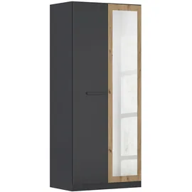 Rauch Drehtürenschrank RAUCH "Kleiderschrank Schrank Garderobe Garderobenschrank Stauraumwunder MODI", grau (graumetallic, eiche artisan), B:91cm H:210cm T:54cm, Holzwerkstoff, Schränke, Drehtürenschrank, optional mit Spiegel MADE IN GERMANY