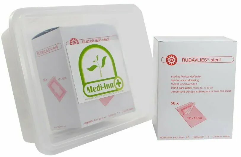 Noba Rudavlies-steril Wundpflaster 100 Stück inklusive Medi-Inn Aufbewahrungsbox 12 x 10 cm