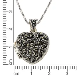 ZEEme Kette mit Anhänger Herz-Form Silber 925 oxidiert schwarz