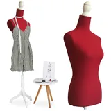 Relaxdays Schneiderpuppe, 36/38, Weiß,Rot