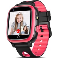 4G Smartwatch Kinder mit GPS und Telefon, Kinder Smartwatch mit Videoanrufen, SOS, WiFi, Wasserdicht IP68 Kinder-smartwatch mit Musik, Wecker, Schulmodus, Taschenlampe, Geschenke für Mädchen, Rose