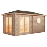 FinnTherm Gartensauna Pori-70 Naturbelassen 495 cm x 254 cm Wandstärke, 70 mm