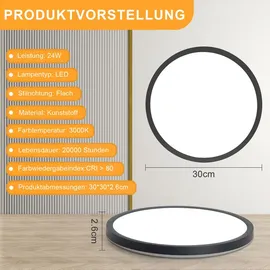 ZMH 3ER Deckenlampe 24W rund schwarz