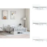 Bettgestell Weiß Metall 140×200 Cm - Metallbett - Doppelbett - Weißes Bett - Bettgestell - Boxspringbett