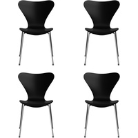 Fritz Hansen - Serie 7 Stuhl, Chrom / Esche schwarz lackiert (4er-Set)