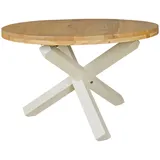 Wohnling Esstisch akazie rund, 3-Fuß-Gestell weiß, 120,0 x 120,0 x 75,0 cm