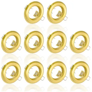 max K O M F O R T 10x Einbaustrahler Set IP20 GU10 rund Gold – Einbauspot 803 Deckenleuchte Einbauleuchte Rahmen Deckenspot Spot ohne Leuchtmittel