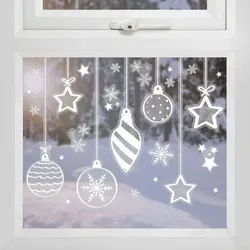 Landhaus Weihnacht Kugel Fensterdeko