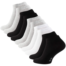 STARK SOUL 10 Paar Essentials Sneaker Socken, Baumwolle, schwarz weiss grau, Gr. 43-46