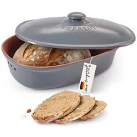 RÖMERTOPF Römertopf Brottopf oval MEDI 2,3 Liter - Keramik Brotkasten, (Set), aus Naturton grau