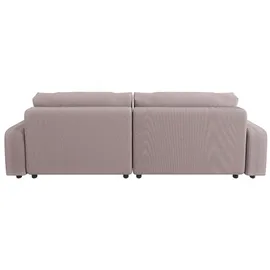 s-style möbel Leon Ecksofa mit Bettfunktion und Bettkasten Puderrosa Cord-Stoff