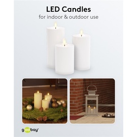 goobay 3er-Set LED-Kerzen "Outdoor"