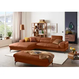 W.Schillig Ecksofa »piedroo, Designsofa mit tollem Sitzkomfort, elegant und bequem, L-Form«, Kopfteilverstellung, wahlweise mit Sitztiefenverstellung, Breite 303cm braun