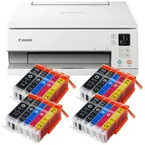 IC-Office TS6351a Farbtintenstrahl-Multifunktionsgerät All-in-One 3-in-1 (Drucker, Scanner, Kopierer, USB, WLAN, Apple AirPrint) Weiß + 20 XXL Tintenpatronen