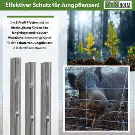 Trutzholm Z-profil Zaunpfosten 150 cm Feuerverzinkt 20x Zaunpfähle 1.5 mm Stärke gestan...