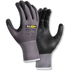teXXor 12 Paar Nylon-Strickhandschuhe, „black touch®`, Noppen, Artikel 2452 - Größe 7 (S)