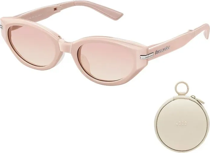 Beneunder FD315-CN101, Cat-Eye Faltbare Sonnenbrille, Rosa Rahmen, Hellrosa Gläser