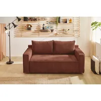 Schlafsofa JOCKENHÖFER GRUPPE "Ron" Sofas Gr. B/T: 185cm x 88cm, Cord, rot (rost, rot) Platzsparendes Sofa mit Gästebettfunktion, Federkernpolsterung