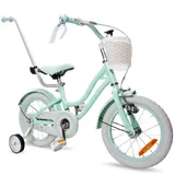 Kinderfahrrad 14 Zoll Mädchenfahrrad Kinderrad Fahrrad 3-5Jahre Silver Moon minz