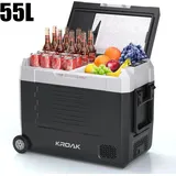 Tragbare Auto Kühlbox Gefrierbox - Kompressor Kühlbox 55L Standard - Dual Zone - 12/24V DC 240V AC - Rollen - -20 bis +20 °C Camping