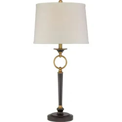 Licht-Erlebnisse Tischleuchte KISHA E27 bis 60W Bronze Creme Metall Stoff LE60319