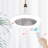 Asslye Deckenventilator mit LED Licht, E27 Deckenventilator Mit Beleuchtung und Fernbedienung, 3 Geschwindigkeiten, 3-farbige dimmbare LED, Leiser Deckenventilator für Schlafzimmer Kinderzimmer (Grau)