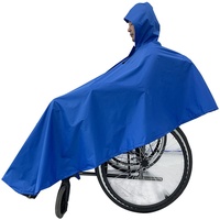 Bueuwe Rollstuhl Regenponcho für Rollstuhlfahrer, Regenschutz für Rollstuhlfahrer, Poncho Regencape mit Reflektierende Streifen, Rollstuhl Zubehör, Standard für Erwachsene,Blau