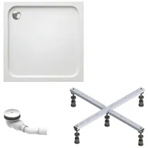 Schulte Duschwanne Adria aus hochwertigem Sanitäracryl, 80x80 cm inkl. Fußgestell, Ab- und Überlaufschutz, Pflegeleicht und alterungsbeständig, Größe wählbar