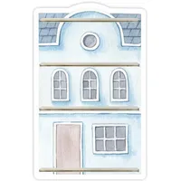 Farbklecks-Collection Regal Erweiterung für Hörfiguren, kompatibel mit Tonie-Figuren, Stadthaus 3, 23x36 cm, für 15–20 Figuren, Wandregal Kinderzimmer, handgefertigt