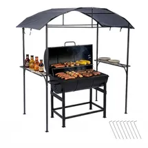 Relaxdays Grillpavillon 1,16 x 2,1 m Schwarz