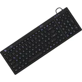 KeySonic Industrietastatur, USB, Beleuchtet, Silikon, schwarz, Wasser und Staub geschützt IP68, DE Layout (DE, Kabelgebunden), Tastatur, Schwarz