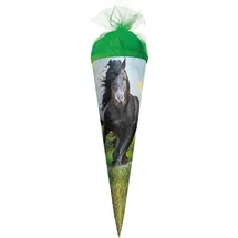 ROTH Geschenk-Schultüte klein Power Horse 22 cm - rund Tüllverschluss - Zuckertüte Schulanfang