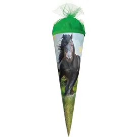 ROTH Geschenk-Schultüte klein Power Horse 22 cm - rund Tüllverschluss - Zuckertüte Schulanfang