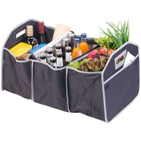 Lescars Kofferraumtasche: 2in1-Kofferraum-Organizer mit 3 Fächern und Kühltasche, faltbar (Kofferraumtasche mit Kühlfach, XXL Kofferraumtasche mit Kühlfach, Werkzeugtasche)