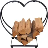 moebel-direkt-online Kaminholzregal Herzform Metall 53 x 53 cm Schwarz