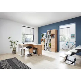 Germania GW-Lioni, weiß (weiß, navarra, eiche, nachbildung), Holzwerkstoff Metall, Holzwerkstoff, Metall, Arbeitsmöbel-Sets, Büromöbel-Set