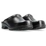 SIKA Komfort Unisex offene Holzclogs, breite Passform, Arbeitsschuhe aus Leder, rutschfeste, stoßdämpfende PU-Sohle, Permair-Leder, Lebensmittelindustrie, Freizeit- und Service-Arbeitsclogs - 44 EU