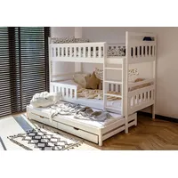 Kids Collective Hochbett 90x200 mit Ausziehbett und drei Matratzen,
