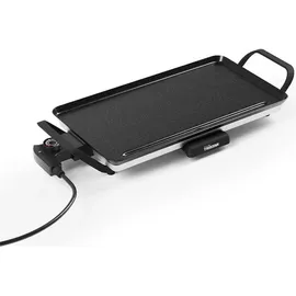 Tristar Slim M – Großzügige Backfläche von 46 x 26 cm – Antihaftbeschichtung – Abnehmbare Cool-Touch Griffe – Einstellbarer Thermostat – Leicht zu reinigen – BP-2667 Tischgrill Silber, Schwarz