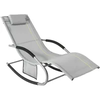 SoBuy Sonnenliege mit Tasche Garten Metall Kunstfasergewebe Grau OGS28-HG