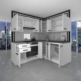 Belini Küchenzeile L-Form 320 x 204 cm Weiß