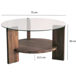 Skye Decor, Mondo- MondoNOS, Nussbaumfarbe, Couchtische, 40x75x75 cm, 100% getempertes Glas