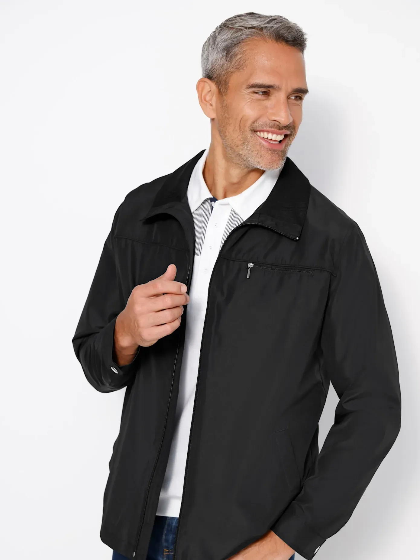 Langjacke CLASSIC, Herren, Gr. 54, schwarz, 100% Polyester, unifarben, Jacken Langjacke