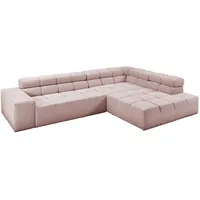 KAWOLA Ecksofa, Pink, Schwarz, Echtholz, 4-Sitzer, Füllung: Komfortschaum, Ottomane